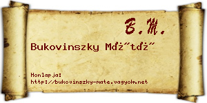 Bukovinszky Máté névjegykártya