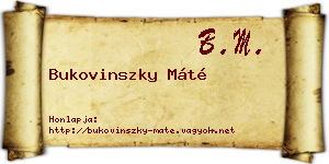 Bukovinszky Máté névjegykártya